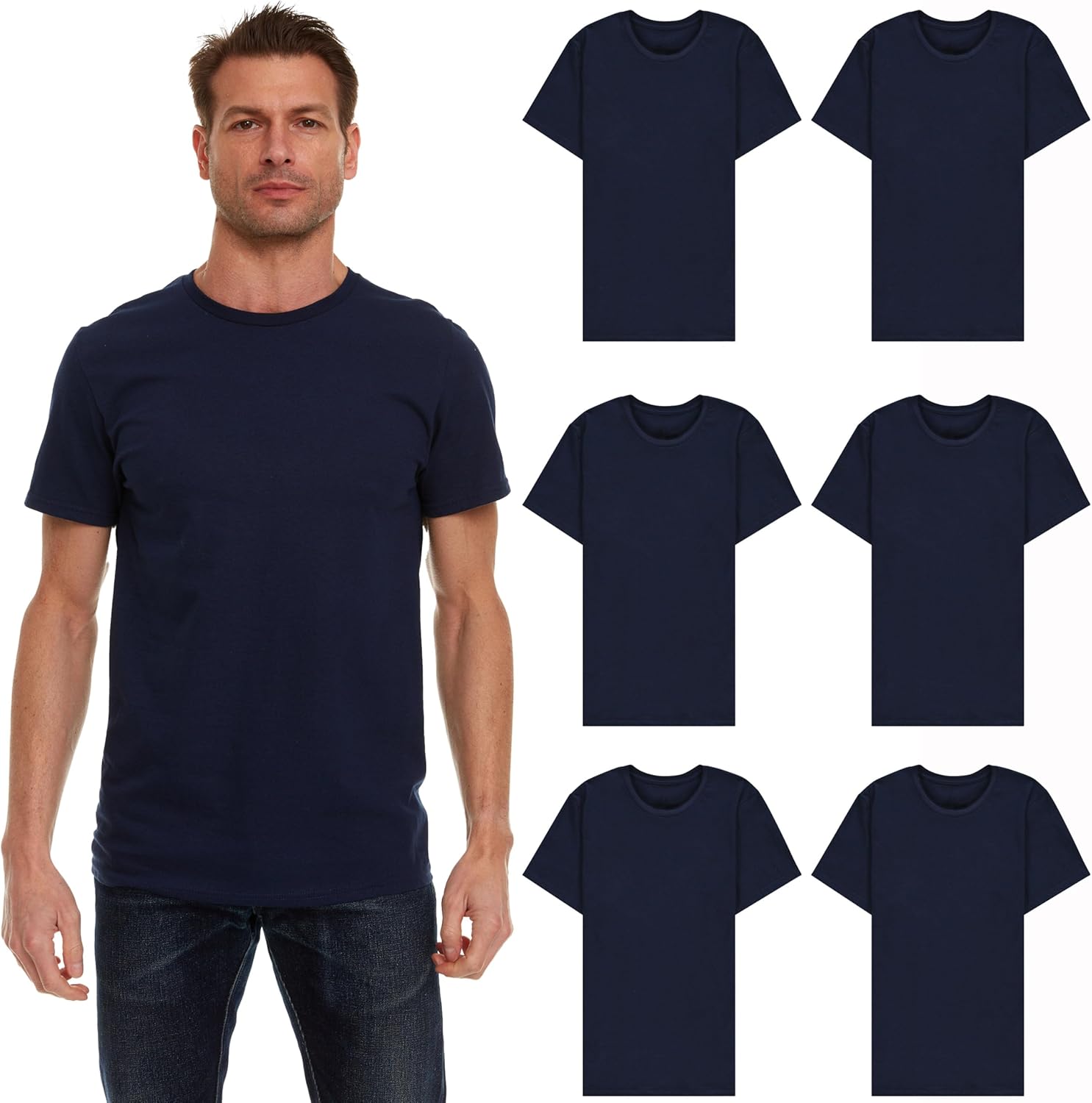 SOCKS'NBULK Men's Cotton Crew Neck Regular T-Shirts Bulk Short Sleeve Lightweight Tees Mix Colors - Image 16