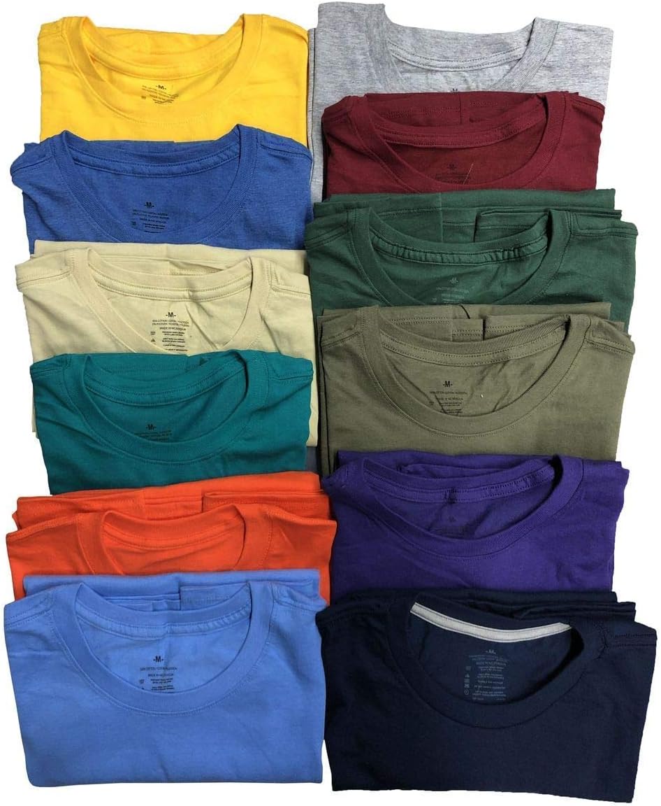 SOCKS'NBULK Men's Cotton Crew Neck Regular T-Shirts Bulk Short Sleeve Lightweight Tees Mix Colors - Image 3