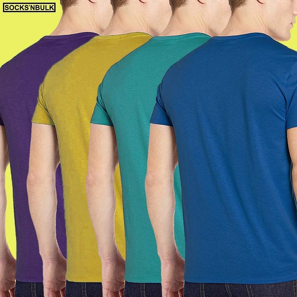 SOCKS'NBULK Men's Cotton Crew Neck Regular T-Shirts Bulk Short Sleeve Lightweight Tees Mix Colors - Image 4