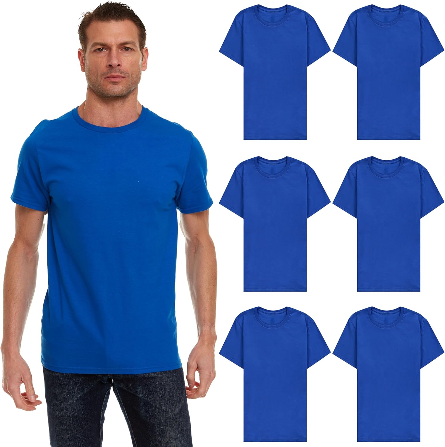 SOCKS'NBULK Men's Cotton Crew Neck Regular T-Shirts Bulk Short Sleeve Lightweight Tees Mix Colors - Image 26