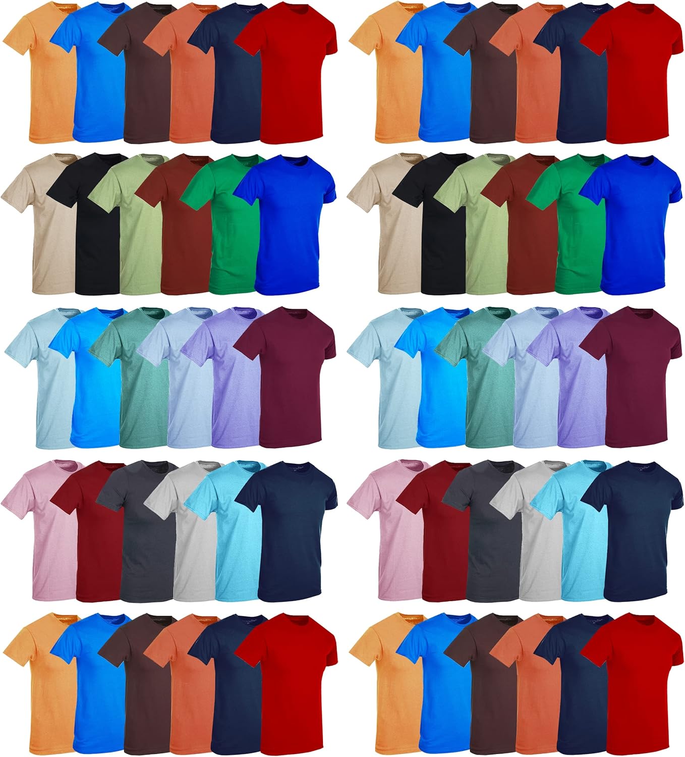 SOCKS'NBULK Men's Cotton Crew Neck Regular T-Shirts Bulk Short Sleeve Lightweight Tees Mix Colors - Image 23