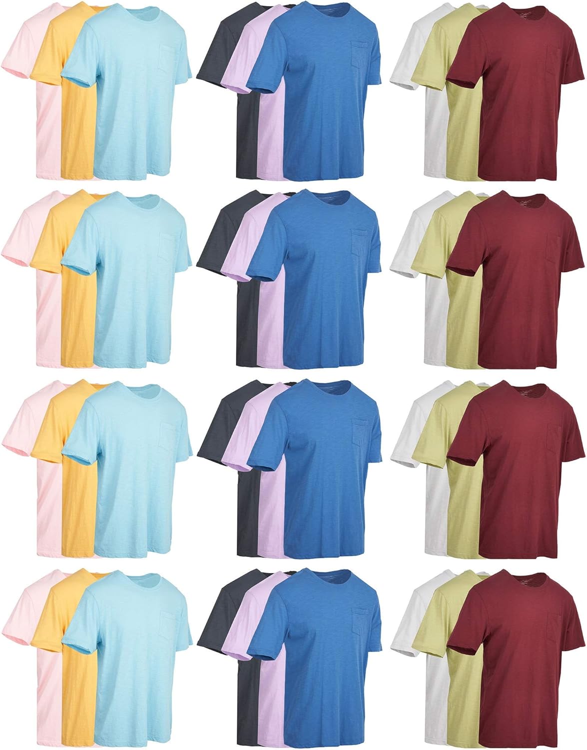SOCKS'NBULK Men's Cotton Crew Neck Regular T-Shirts Bulk Short Sleeve Lightweight Tees Mix Colors - Image 28