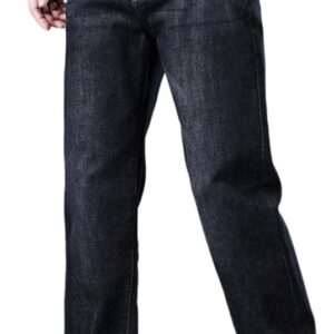 Spring and Autumn Jeans Loose Straight Leg Pants Versatile Elastic Pants(33) Blue