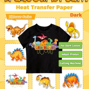TransOurDream Dark Heat Transfer Paper for Inkjet Printer (20 Sheets, 8.5x11") Iron on Transfers for Dark Fabric, Printable Heat Transfer Vinyl for T Shirts, Stretchable & Washable