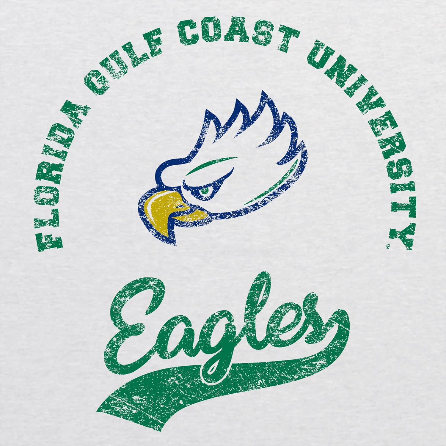 UGP Campus Apparel AS11NL - FGCU Eagles Retro Script Premium Triblend T Shirt - Small - Heather White - Image 2