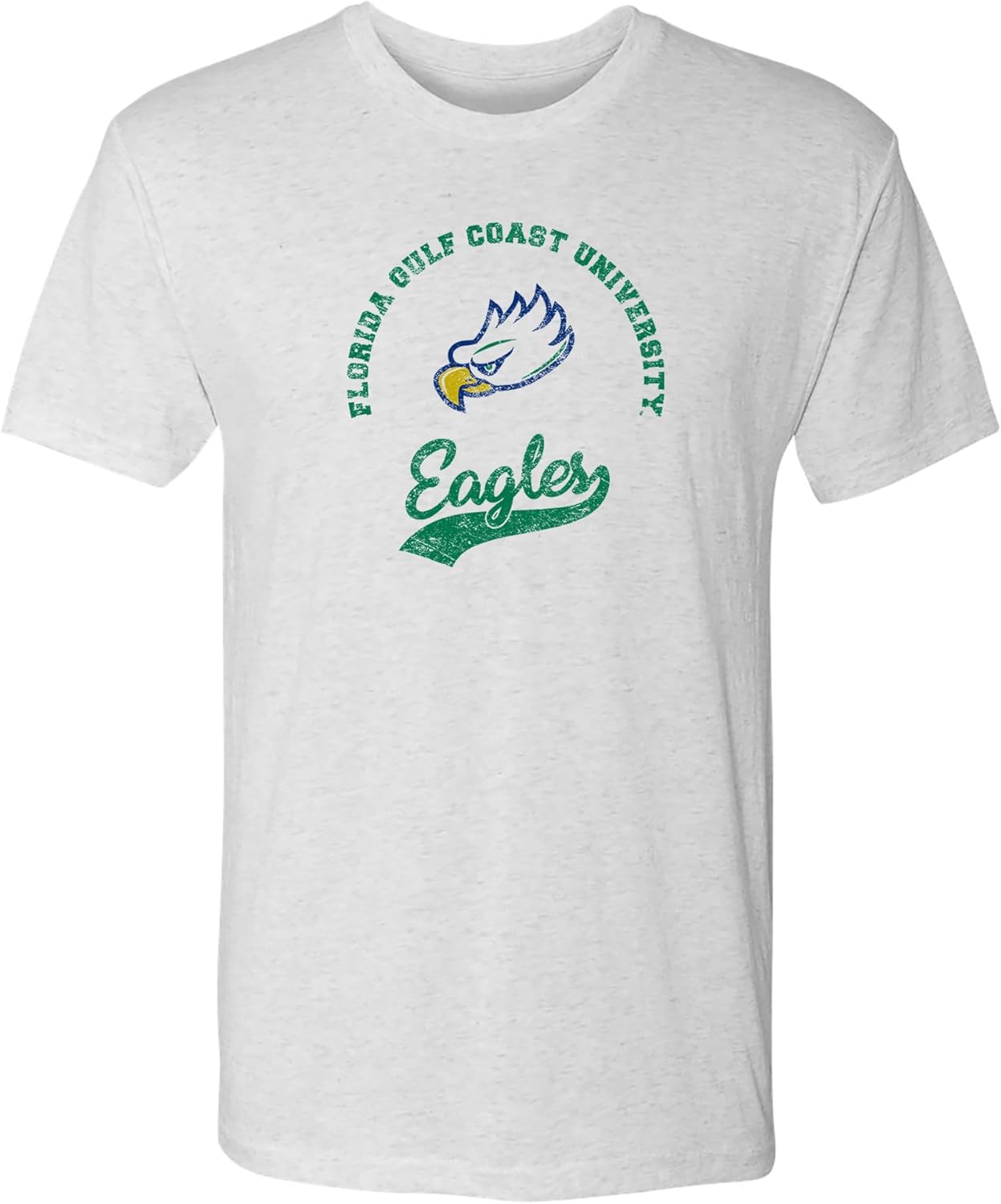 UGP Campus Apparel AS11NL - FGCU Eagles Retro Script Premium Triblend T Shirt - Small - Heather White