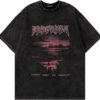 Vamtac Mens T-Shirts Sunset Graffiti Print Tee Oversized Acid Wash Tshirt Vintage Graphic Tees Y2K Summer Tops Unisex