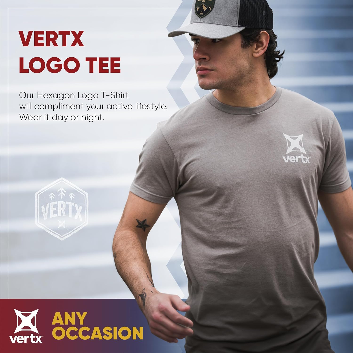 Vertx Hexagon Arrow Graphic Tee for Men, Tactical T-Shirts, Short Sleeve, Premium Cotton Blend Clothing - Image 3
