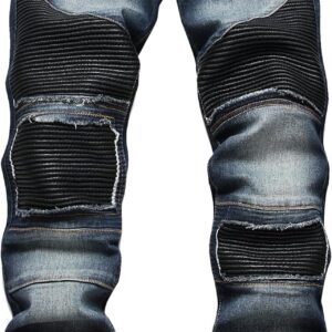 XIMXIMMTIAN Mens Slim Fit Jeans Stretch Ripped Biker Jeans for Men Fashion Straight Comfort Flex Waist Casual Denim Pants