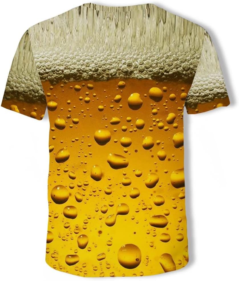 ZUIAI Men's T-Shirt Beer Man Short Sleeve Novelty Water Pattern O-Neck Tops Tees Funny 3D Printed Tshirt - Image 2