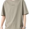 ZUIAI Pine Leaf Green Round Neck T-Shirt Short Sleeve Loose Letter Print Half Sleeve