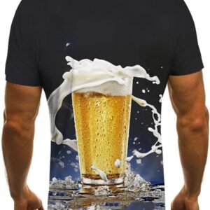 ZUIAI Trends Shirt Beer 3D Printing Men's Tshirt Short Sleeve Black T Shirt Funny O-Neck
